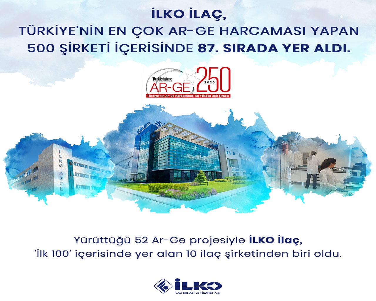 İLKO İlaç, 'Türkiye'nin En Çok Ar-Ge Harcaması Yapan 500 Şirketi' içerisinde 87. sırada yer aldı