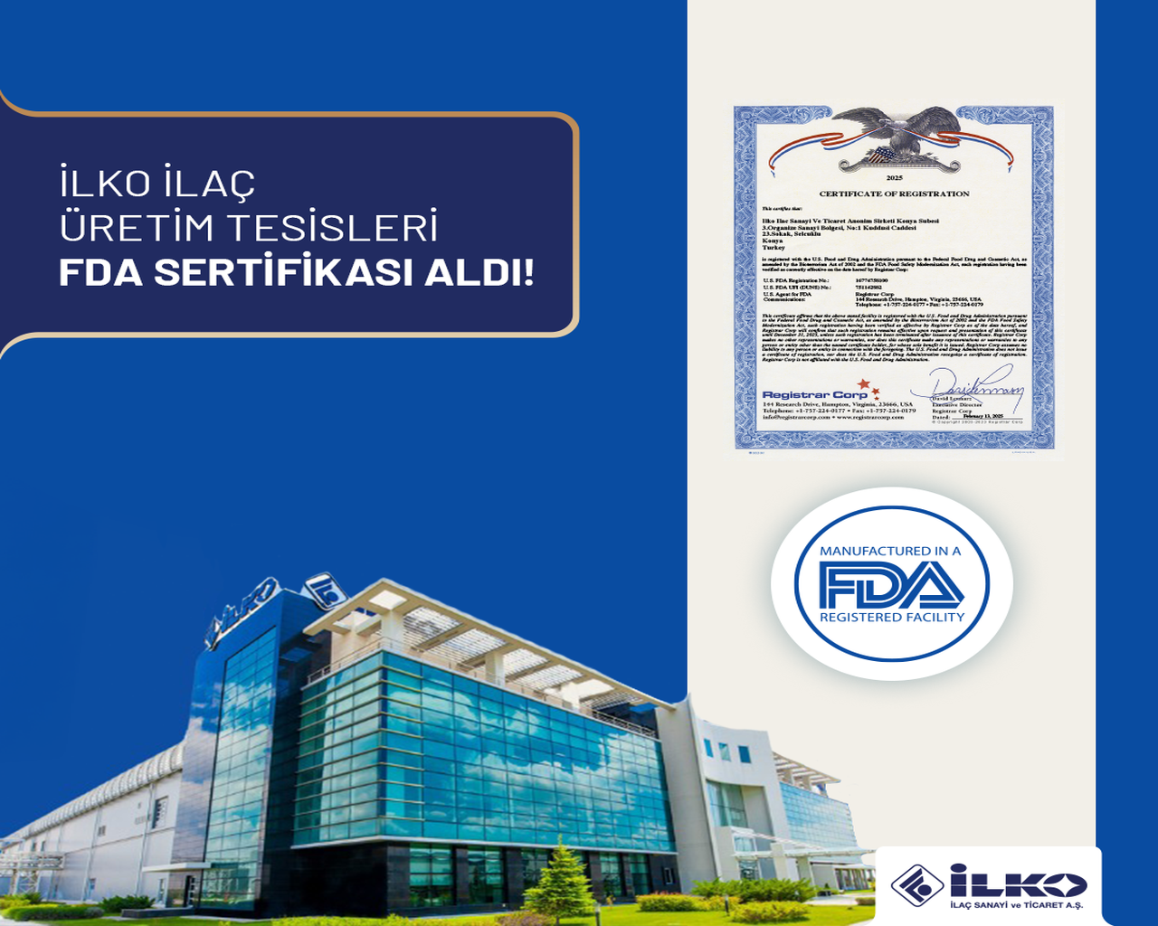 İLKO İlaç Üretim Tesisleri FDA Sertifikası Aldı!