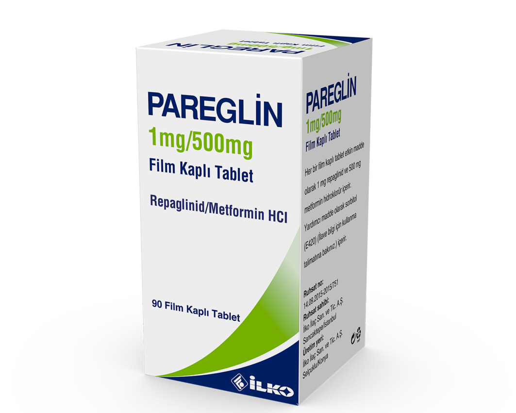 Pareglin 1 Mg / 500 Mg 90 Film Tablet