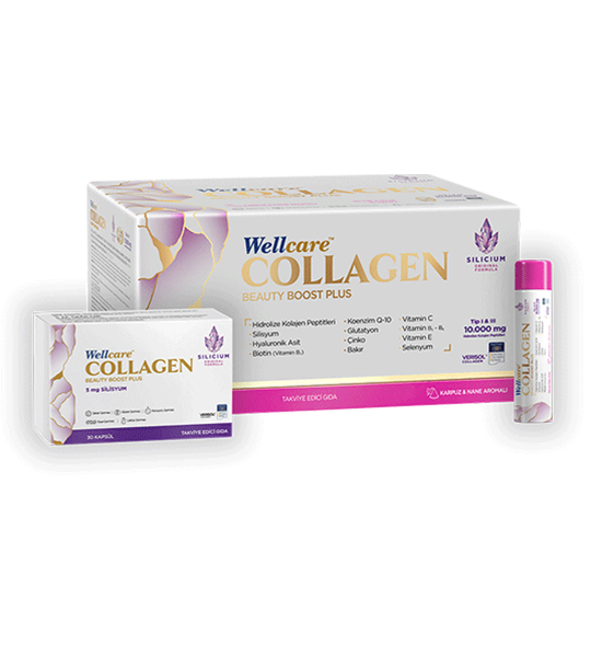 Wellcare Collagen Beauty Boost Plus 10.000 mg Likit Form - 30 Tüp & 30 Silisyum Kapsül / Karpuz & Nane Aromalı 